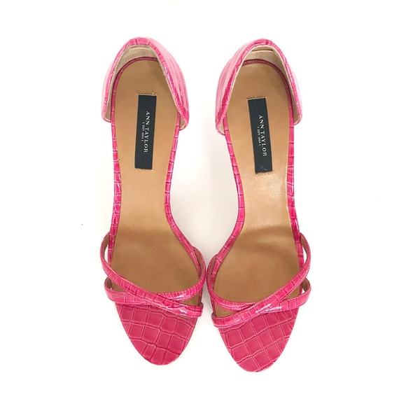 Ann Taylor: Pink ‘croc’ peep toe, d’'orsay heels, 3.5" heel, size 7 - Picture 2 of 5